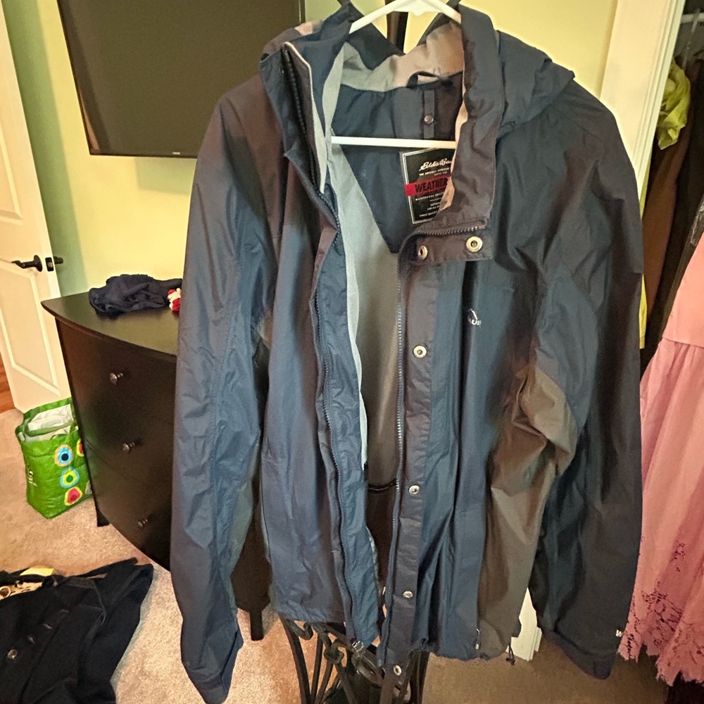 Eddie Bauer Navy Hooded Raincoat
